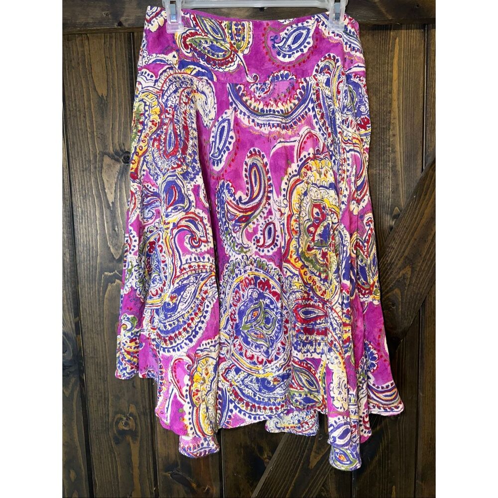 LAUREN RALPH LAUREN Skirt Paisley Asymmetrical 100% Cotton